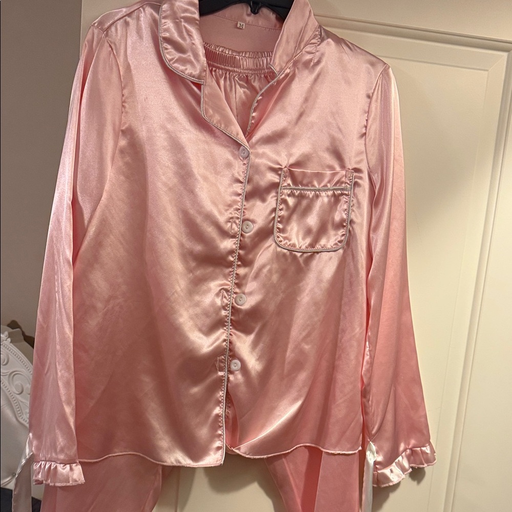 Pink Satin Women's Pajama Set